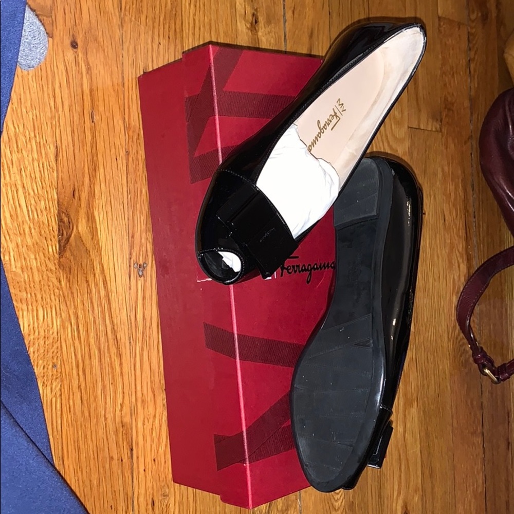 Black Ferragamo flats